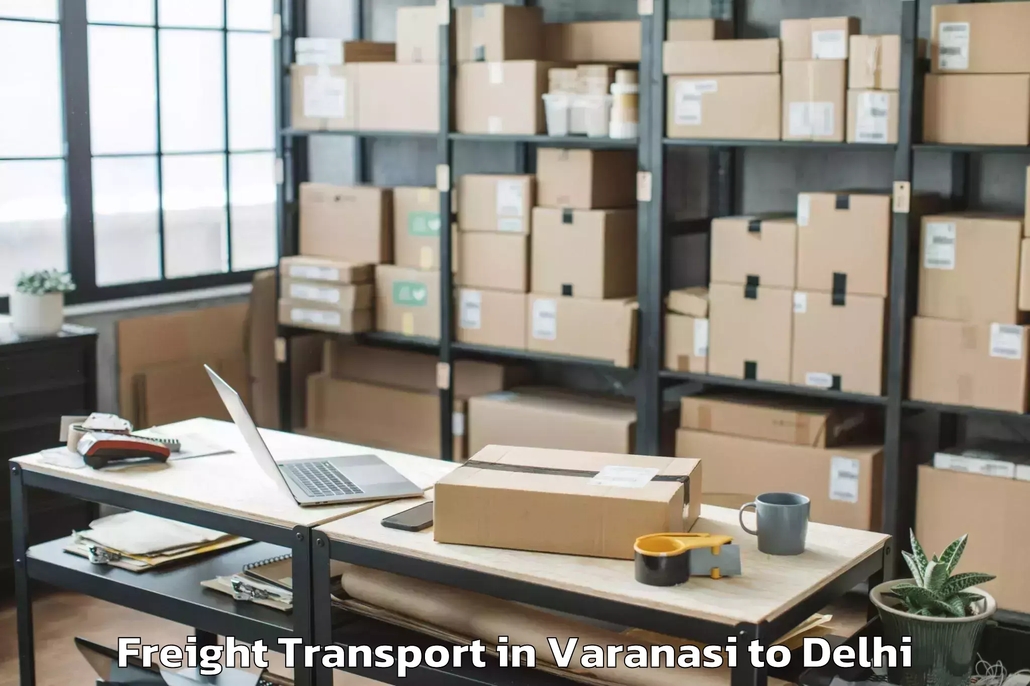 Professional Varanasi to V3s East Centre Mall Freight Transport